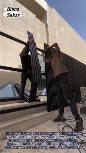 Modern Metal Fence Installation Using Power Drill | Fast and Precise Method