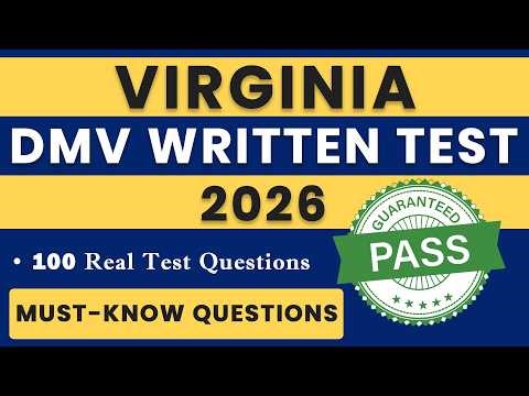 Virginia DMV Permit Practice Test 2026 | 100 Important Questions | VA Driver’s License Written Test