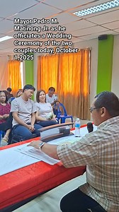 31K views · 614 reactions | Mayor Pedro M. Matinong Jr. as he officiates a Wedding Ceremony of the two couples today, October 1,2025 at HRD Training Hall. #헺헼헿헲혀헺헶헹헲혀헺헼헿헲헮헰혁헶헼헻혀 #헦헠헜헟험헦혂헿헮헹헹헮헵 #헦헠헜헟험헦혂헿헮헹헹헮헵헕헜헗헔헞헔 #헰헼헺헺혂헻헶혁혆헱헲혃헲헹헼헽헺헲헻혁헶헻헳헼헿헺헮혁헶헼헻헽헿헼헴헿헮헺 | LGU Surallah | Facebook