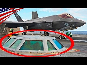 空母のカタパルト射出ステーション(バブル)から見るF-35･F/A-18戦闘機の発艦