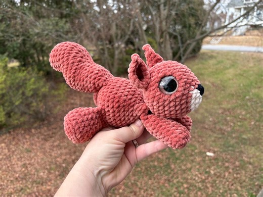 Crochet Squirrel Plushie: Squeak, Poseable Stuffed Animal