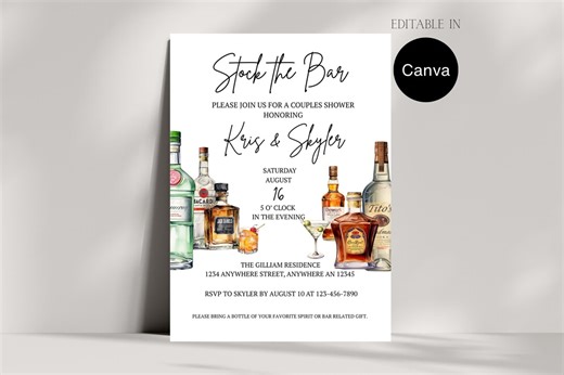 Stock the Bar Shower Invitation | Modern Couples Shower Invite (digital Download) - Etsy