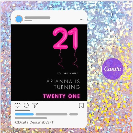 Editable 21st Birthday Invitation | Digital Invite - Etsy Australia