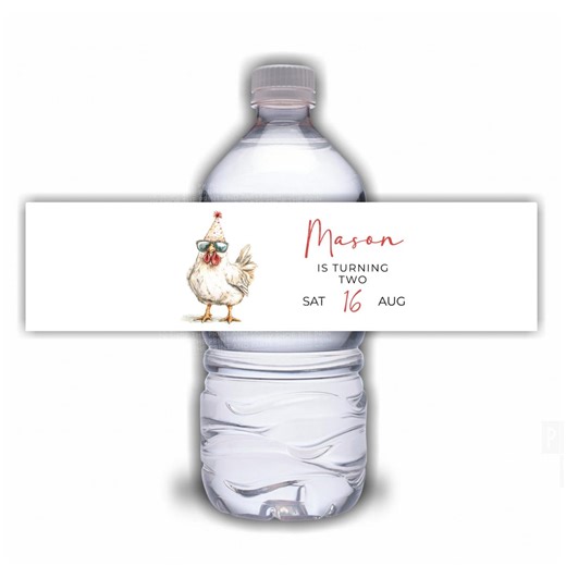 Chicken Birthday Water Bottle Labels, Farm Party Decor (digital) - Etsy