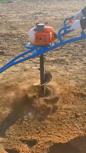 high speed gas powered earth auger for efficient fence post hole digging
