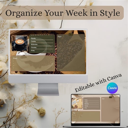 EDITABLE Desktop Organizer Wallpaper Pack | Aesthetic Weekly Planner & Productivity Backgrounds | Editable Canva Templates - Etsy