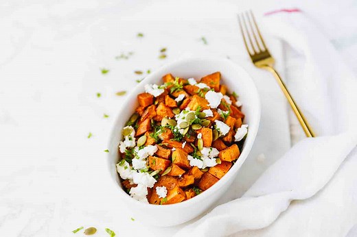 ROASTED SWEET POTATOES WITH FETA CHEESE RECIPE