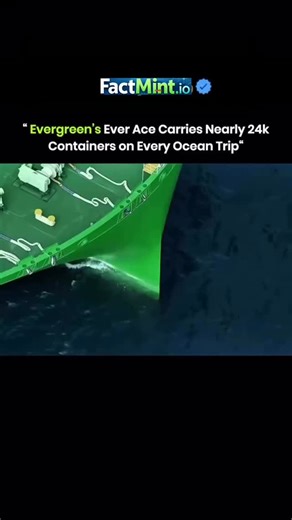 fact_mint_io on Instagram: "Ever Ace is Evergreen's largest container ship with 23,992 twenty foot containers. It ranks second globally in capacity after MSC Irina which holds 24,346 containers. Launched in 2021, the ship is 399.9 meters long and 61.5 meters wide. It operates mainly on Asia Europe routes and improves global trade efficiency. Ships like Ever Ace carry electronics, furniture, and other goods while reducing transport costs by moving huge amounts of cargo at once. #sciencefacts #did