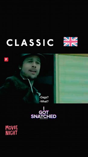 “You like dags?” — Brad Pitt’s wild accent! 😎 In Snatch (2000), directed by Guy Ritchie, Brad Pitt plays “Mickey,” an Irish Traveller (pikey) bare-knuckle boxing champion. In this scene, two gangsters try to buy a caravan from Mickey’s crew — only to realize they can’t understand a word he says. Pitt’s portrayal is hilarious, intense, and brilliantly hard to decipher — all by design. The film itself is a high-speed, stylish British crime comedy packed with diamonds, gangsters, underground boxin