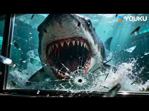 🦈😡😱The shark snaps and violently crashes into the glass!| Land Shark | YOUKU MONSTER MOVIE