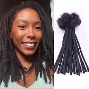 0.6cm 12 inch 10 Strands Loc Extensions Human Hair Dreadlock Extensions For Men Lock Extensions Human Hair Natural Human Dread Extensions Human Locs Extensions Bundles