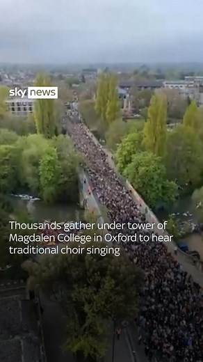 90K views · 257 reactions | The Magdalen College Choir has been singing from the college’s iconic tower on May Day morning for centuries. Thousands of people gather below to hear the service  Tap the link in bio for more #Oxford #Choir #MagdalenCollege | Sky News | Facebook