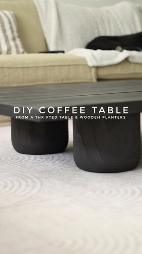 I’ve struggled to find an oversized coffee table for our basement, needing at least 8 feet. When I found this solid wood farmhouse table for $130 on FBM, I jumped at the chance & found cute wooden planters to complete the rustic modern look. Couldn’t be happier! For a detailed tutorial, stain combo, and supply list 🔗, just comment “coffee table.” #diycoffeetable #diyhomedecor #diytable #diyhomeprojects #diy #atlantainteriordesign #atlantainteriordesigner | Home at Hand Interiors