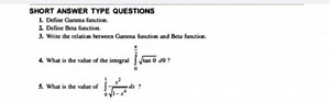 SHORT ANSWER TYPE QUESTIONSDefine Gamma function.Define Beta... | Filo