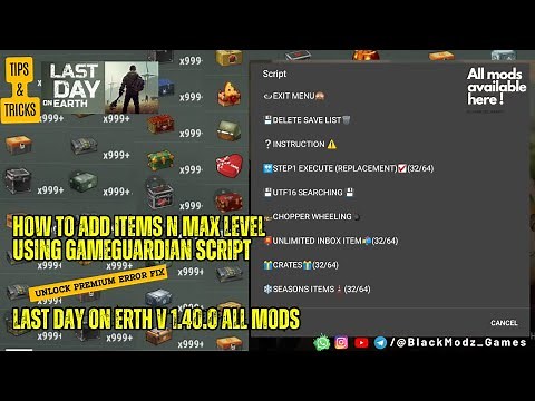 HOW TO ADD ITEMS USING GAMEGUARDIAN SCRIPT LAST DAY ON ERTH v 1.40.0 ALL MODS #lastdayonearth