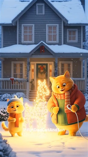 Fat Dad Cat And Son on Instagram: "Dad Cat’s Christmas Light Disaster! 💡😂 Dad Cat and his son are decorating the yard for Christmas! The son’s little horse-shaped garland glows perfectly 🐴✨ — but Dad decides to light up the whole house! When he hits the switch, there’s a bright flash… and everything goes dark! 💥😂 Will they fix it before Santa arrives? Fat Dad Cat, Funny Cats, Dad And Son, Cat Comedy, Shorts, Funny Stories, Fat Cat, Ginger Fat Cat, Cat Family, Cat Fails, Cat Fun, Cat Humor,