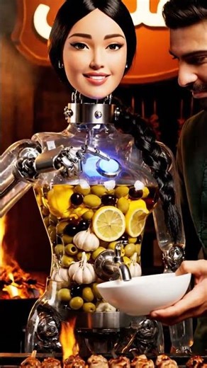 Robot Woman Dispenses Fresh Garlic Sauce From Her Body! 🤖 Future of Street Food is HERE!