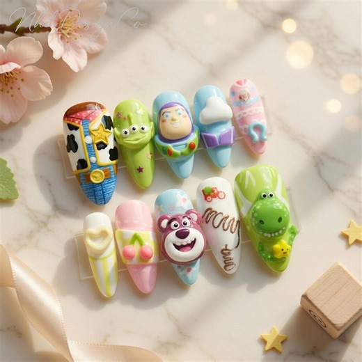Handmade 3D Toy Story Press on Nails | Cartoon Cosplay Nail Set - Etsy