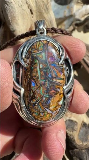Australian Boulder Opal | From Rough Stone to Handcrafted Silver Pendant