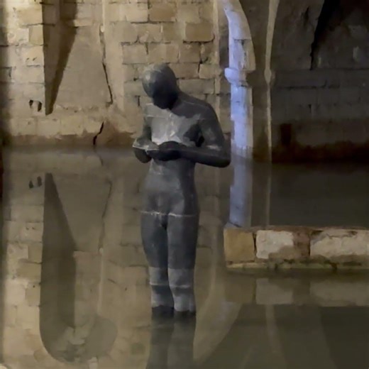 Antony Gormley's Sound II in Winchester Cathedral's Flooded Crypt
