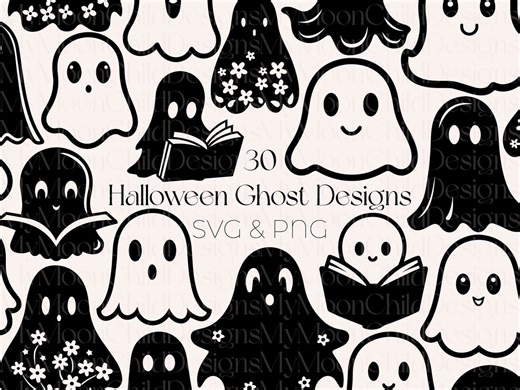 Ghost SVG Bundle: Halloween Ghost Clipart PNG (digital Download) - Etsy Australia