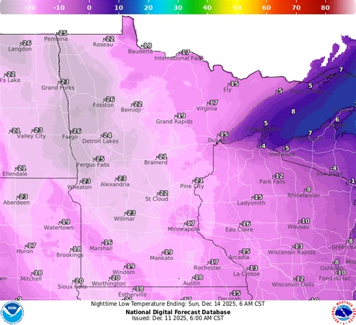 How cold will temps fall in Minnesota this week? See the maps