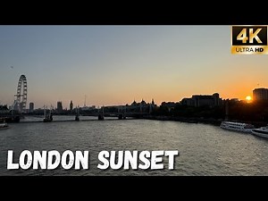 BEAUTIFUL Sunset Walk in London 🌅| Waterloo Bridge to Westminster with Stunning Glow in the Sky [4K]