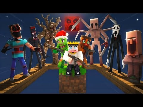 Minecraft But 2 Idiots With 100 Horror Mobs in One Block With Guns 💀