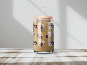 Flock of Puce Sheep Digital Glass Can Wrap 16oz Glass Sipper Libbey Surface Design Sublimation Hand-drawn Watercolor Farm Animal - Etsy