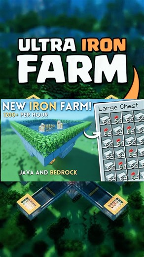 "Iron & XP Farm for Bedrock + Java 😱⚒️"👉 #MinecraftIronFarm