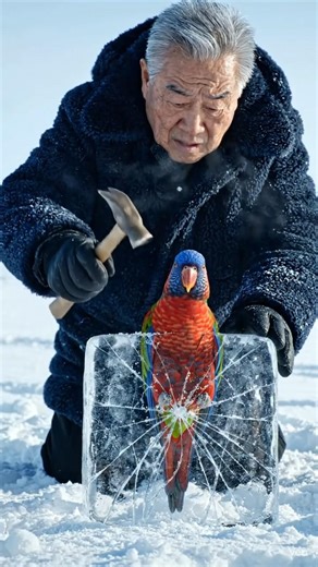:A Brave Rescue: Parrot Saved from Frozen Ice #ParrotRescue #AnimalRescue #IceRescue