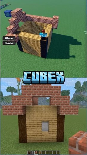 Building a house on Minecraft and Roblox Crossplay! #shorts #minecraft #roblox #crossplay