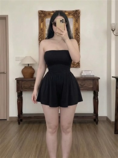Romper negro strapless básico. Tela de algodón fresca y elástica. 🖤✨#outfitinspo #tiktokshop #fashion #lookdodia #OOTD #yfpシforyou #yfpシ #yfp