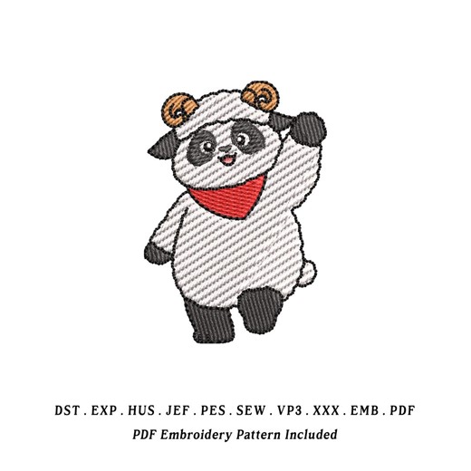 Panda Sheep Embroidery Design | Cute Farm Animal Mashup Digital File | Kawaii Panda Sheep Machine Embroidery Pattern - Etsy