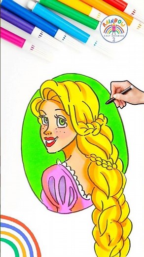 Disney Princess Drawing Easy | Drawing Disney Princess Rapunzel Wow 🌈👸🏼 #disney #rapunzel #shorts