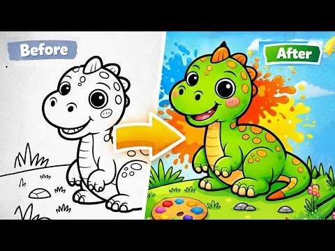 How to Draw a Cute Dinosaur Easy | Art By Lelin