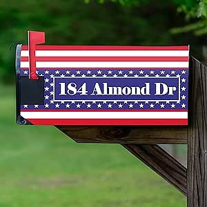 VWAQ Custom American Flag Mailbox Magnetic Personalized Mailbox Cover - PMBM15 (20.5" H X 18.25" W)