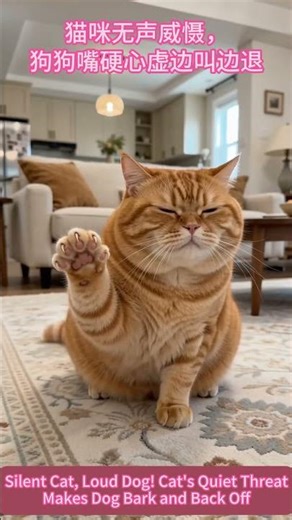萌宠计划：猫咪无声威慑，狗狗嘴硬心虚边叫边退 Cute Pet Mission:Silent Cat Loud Dog！Cat’s Quiet Threat Dog Bark and Back Off