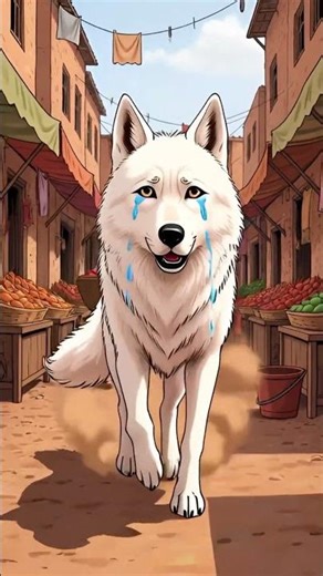 AI animated cartoon of wolf.Sad story