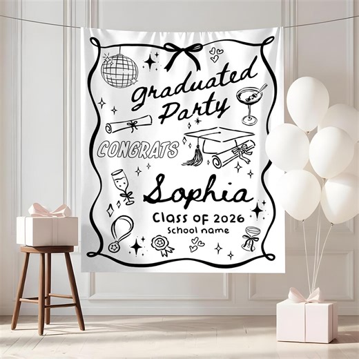 Custom Graduation Party Banner, 2026 Graduation Backdrop, Graduation Party Decorations, Class of 2026 Sign, Graduation Party Welcome - Etsy