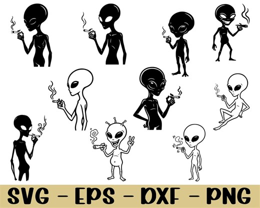 Alien Smoking Weed Svg, Dxf, Png - Etsy