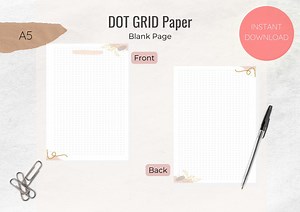 Dot Grid Paper Printable, Bullet Journal Note Pages, Personal Planner Inserts, Double sided, notes page printable, A5, BOHO