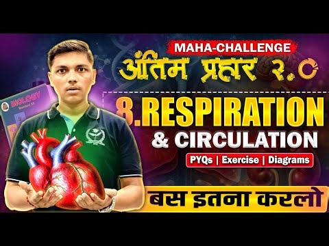 🔥Complete 8. Respiration and Circulation ONE SHOT💪 अंतिम प्रहार Biology Class 12th IMP Q. #nieboards