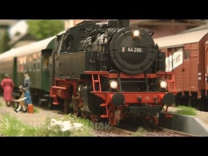 Modular Model Railroad with German Steam Locomotives and Diesel Railcars