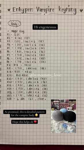 Detailed Crochet Pattern for a Vampire Body