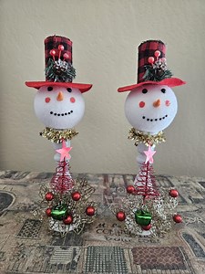 Christmas Decoration - Centerpiece - Snowman With Plaid Hat - Etsy
