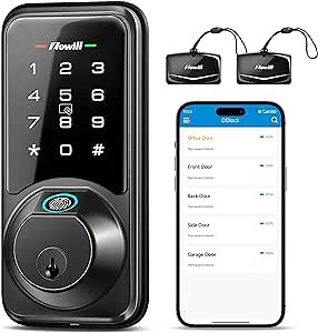 Smart Deadbolt Lock, Zowill Fingerprint Door Locks, 7-in-1 Smart Door Locks for Front Door, Keyless Entry, Electronic Touchscreen Keypad, Door Lockset with Ekey Sharing, APP Control, Auto Locks
