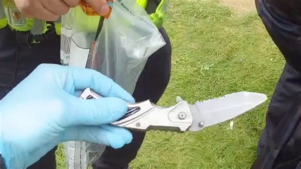 Police bodycam of knife found during Peterborough stop and search