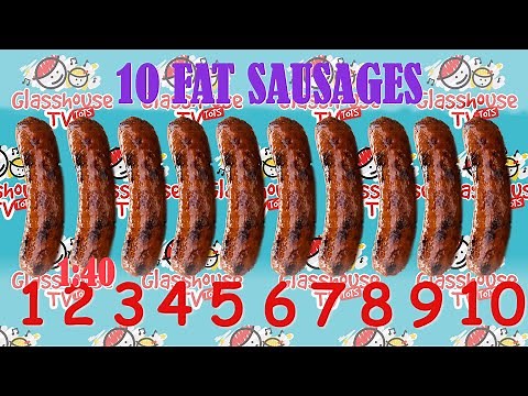 10 Fat Sausages Sizzling in a Pan