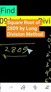 Square Root of 2809 by Long Division Method #learnmath #maths
